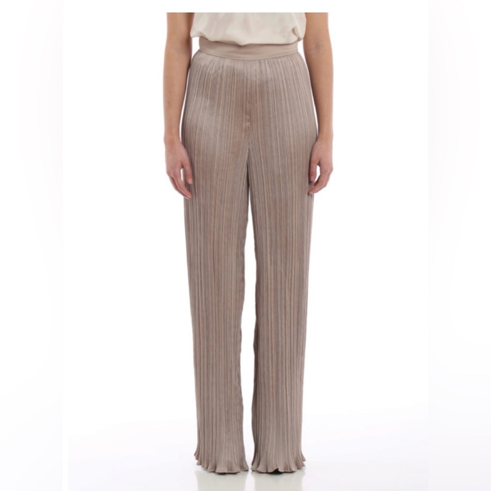 Max Mara || Pergola Pleated‎ Sateen Trousers Plisse Party Beige Champagne US 10